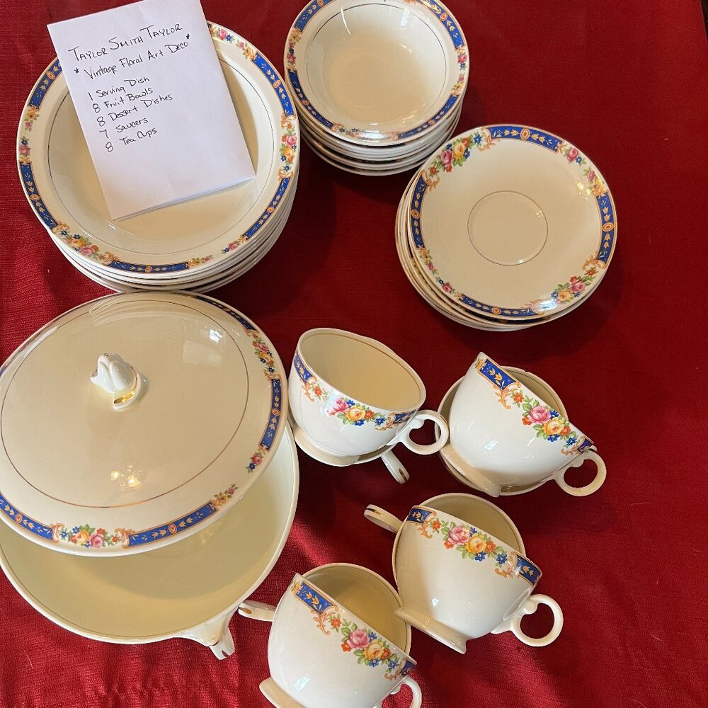 Taylor Smith Taylor Floral Art Deco Vintage Dinnerware